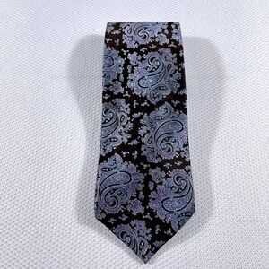 Barbara Blank New York Mens Silk Paisley Tie Brown Blue Handmade‎ Necktie USA